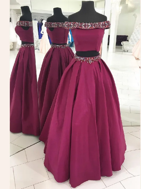 Sale Event Two Piece Prom Dresses Off-the-shoulder A-line Long Sparkly Prom Dress JKL881 Sale Event Two Piece Prom Dresses Off-the-shoulder A-line Long Sparkly Prom Dress JKL881