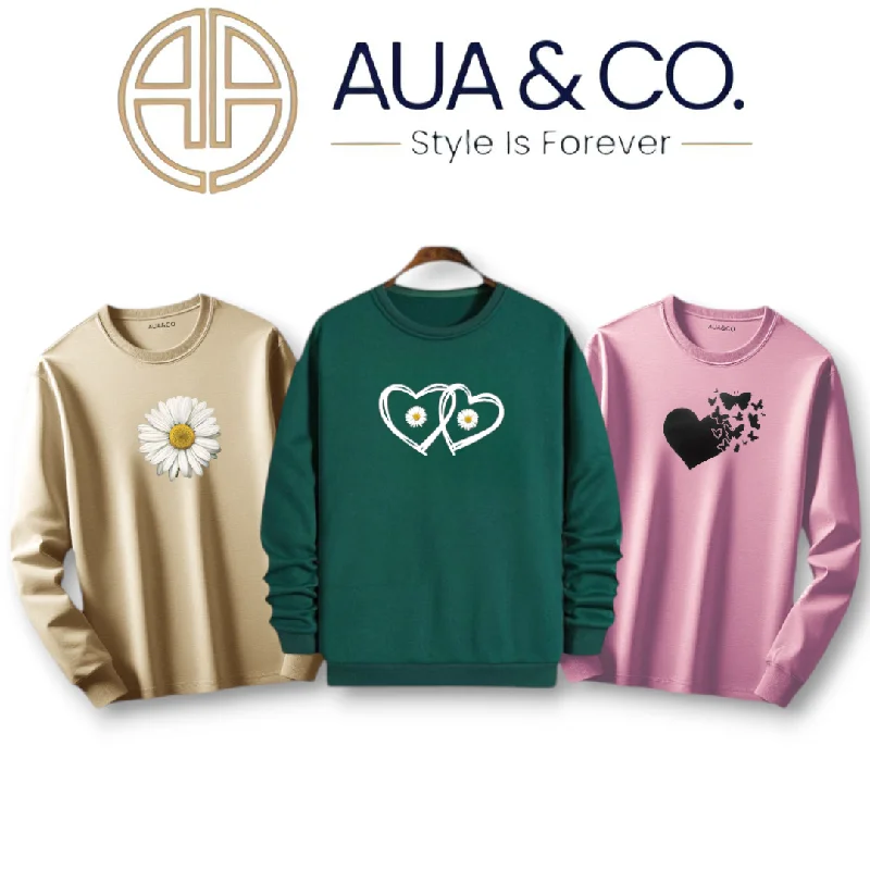 Closeout Sale long-sleeve athletic hoodie*Pack Of 3 Winter Printed Fashionable Sweatshirt For Women's By AUA&CO* Closeout Sale long-sleeve athletic hoodie*Pack Of 3 Winter Printed Fashionable Sweatshirt For Women's By AUA&CO*
