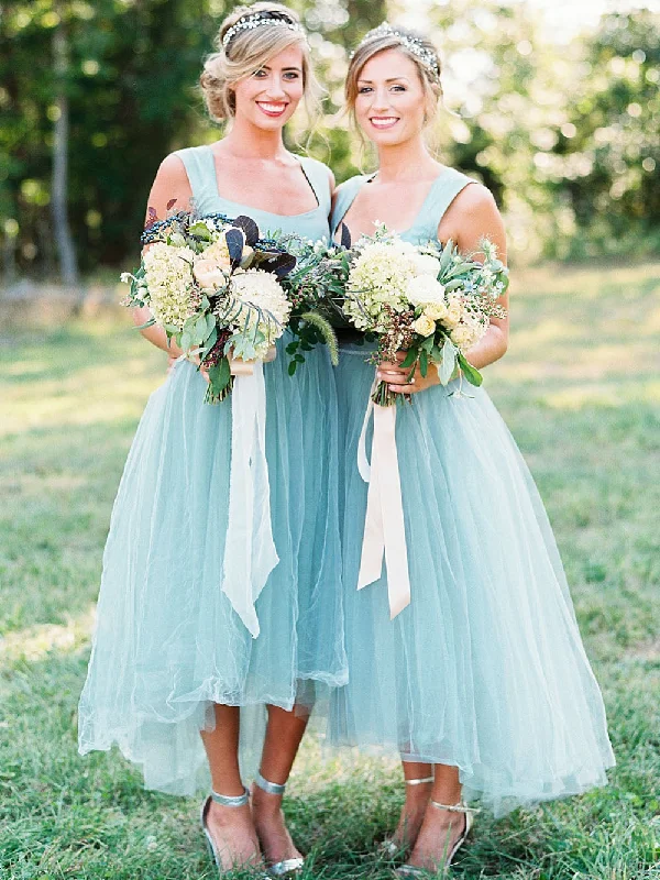 Discount Mania Chic Unique Bridesmaid Dresses Straps Asymmetrical Tulle Bridesmaid Dresses JKB066 Discount Mania Chic Unique Bridesmaid Dresses Straps Asymmetrical Tulle Bridesmaid Dresses JKB066