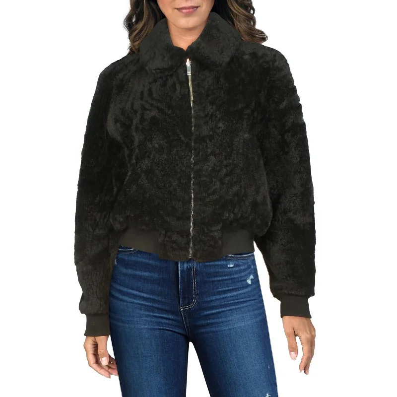 modern jacketDolman Womens Leather Shearling Bomber Jacket