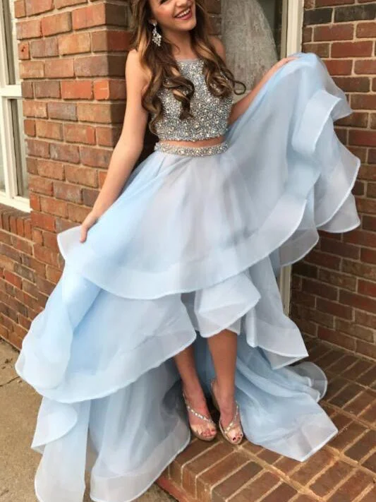 Factory Direct Sale Two Piece Prom Dresses A-line Sparkly High Low Prom Dress Long Evening Dress JKL1100 Factory Direct Sale Two Piece Prom Dresses A-line Sparkly High Low Prom Dress Long Evening Dress JKL1100