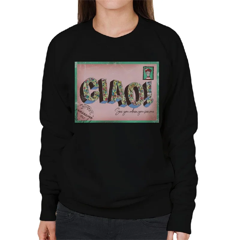 sporty casual hoodieWhere's Wally Beach Illustration Ciao Women's Sweatshirt