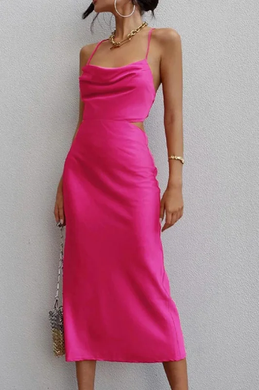 Clearance Items wrap-around dressRose Satin Tie-back Criss-cross Cami Dress