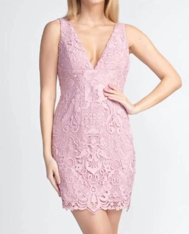 structured dressLace Mini Dress In Pink