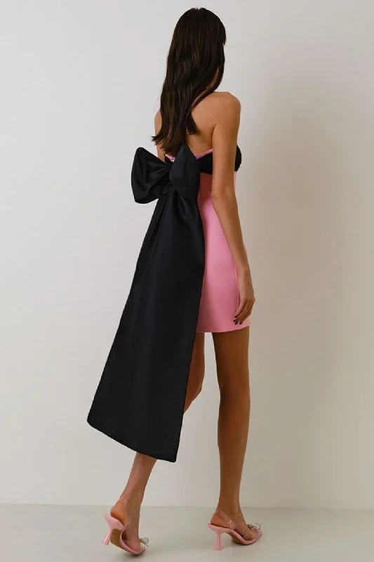 Friends and Family Sale velvet dressBack Bow Strapless Mini Dress
