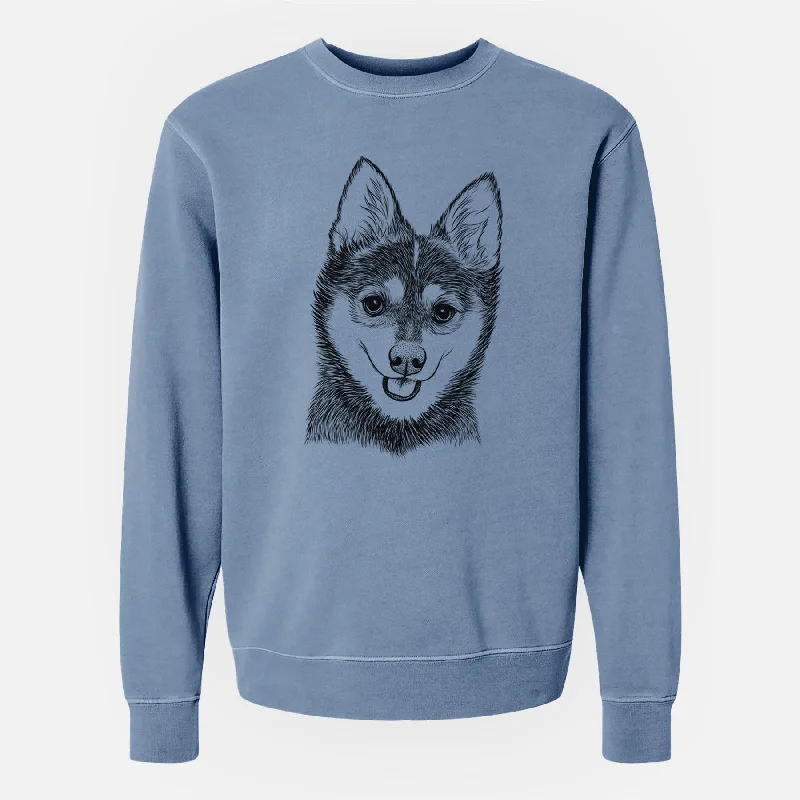 fashion sportswear hoodieBare Posey the Alaskan Klee Kai - Unisex Pigment Dyed Crew Sweatshirt