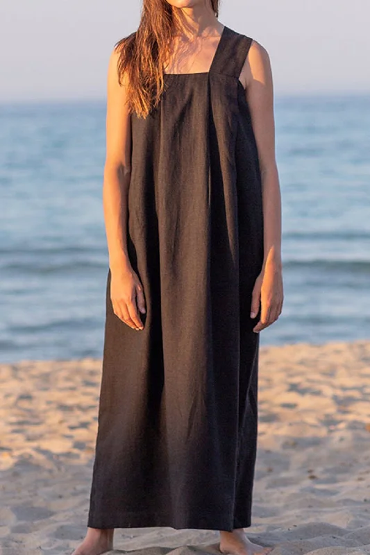 Price Rollback form-fitting dressCotton Linen Solid Tank Dress
