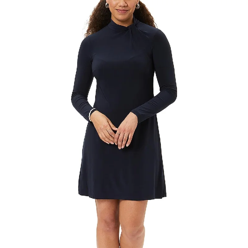 draped dressTommy Hilfiger Womens Fit & Flare Mini Wear To Work Dress