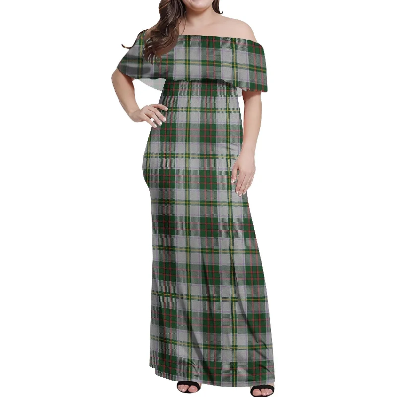 Closeout Taylor Dress Tartan Off Shoulder Long Dress