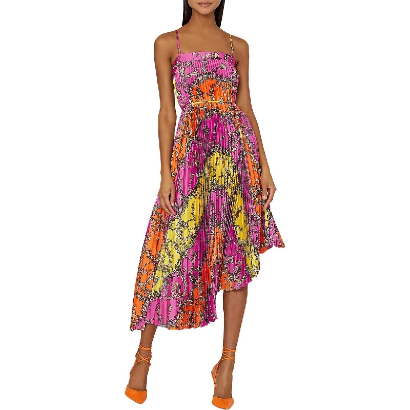 summer floral dressMilly Womens Pleated Knee Length Halter Dress