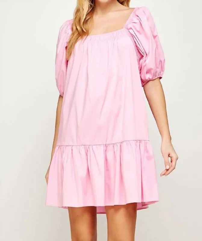 velvet dressDee Puff Sleeve Smocked Dress In Peony