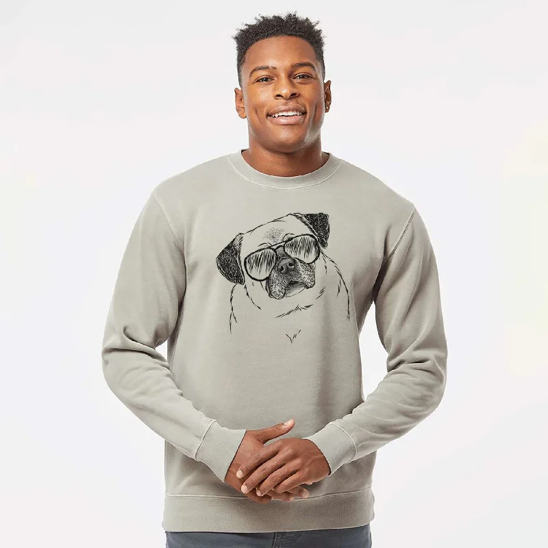 eco-friendly sports hoodieAviator Zoey the Pug - Unisex Pigment Dyed Crew Sweatshirt