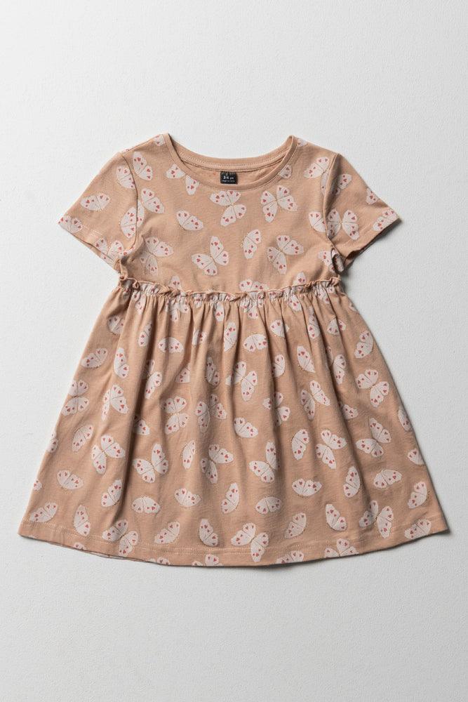 Loyalty Reward casual slip dressButterfly Short Sleeve T-Shirt Dress Natural