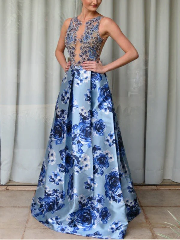 Stock Clearance Floral Print Prom Dresses A-line Beautiful Sparkly Prom Dress Long Evening Dress JKL1182 Stock Clearance Floral Print Prom Dresses A-line Beautiful Sparkly Prom Dress Long Evening Dress JKL1182