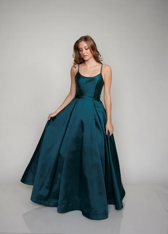 satin dressNina Canacci 1532 Size 22 Emerald Long Ballgown Prom Pageant Gown A Line Dress Pockets