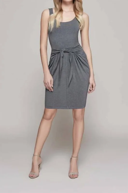 v-neck dressIvy Tie Front Dress In Heather Grey