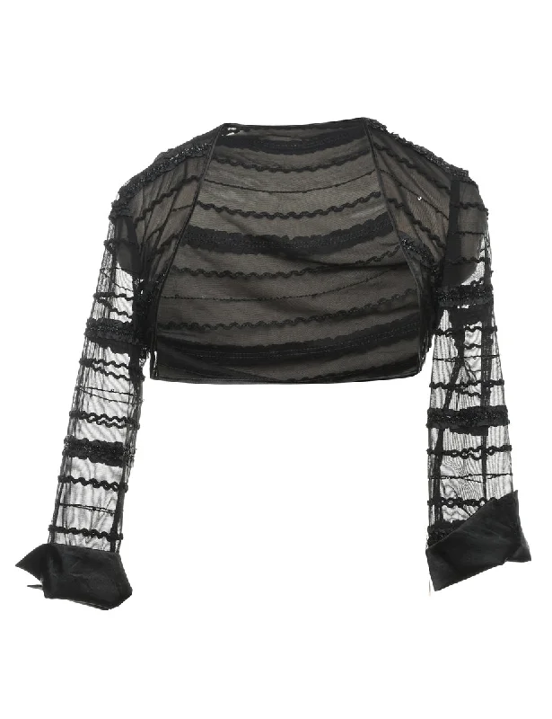 Fantastic Offers tailored blazer coatLace Sheer Frilled Cropped Evening Jacket - S