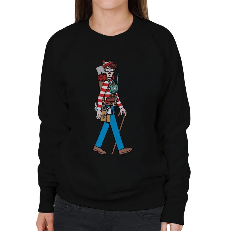 chic fitness hoodieWhere's Wally Walking With Camping Gear Women's Sweatshirt