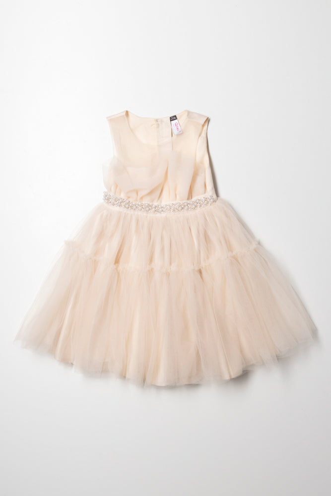 Deep Discounts ruffle dressLayered Mesh Dress With Belt Light Pink