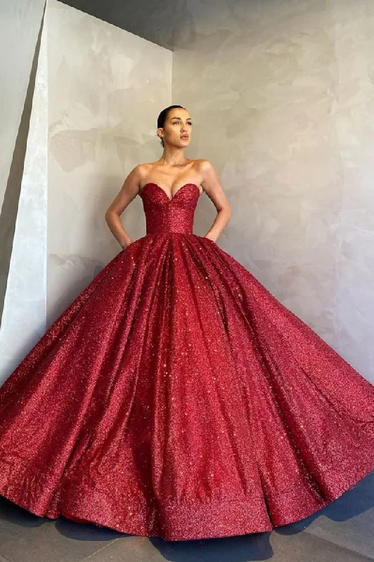 Amazing Deals Charming Sweetheart Aline Prom Party GownsBurgundy Glitter Evening Gown