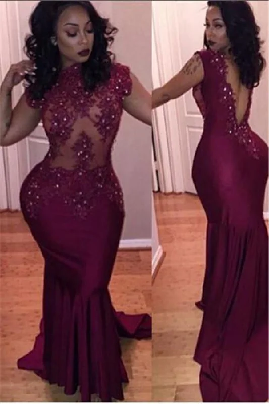 Price Rollback Gorgeous Cap Sleeve Burgundy Prom Party GownsMermaid With Lace Appliques Price Rollback Gorgeous Cap Sleeve Burgundy Prom Party GownsMermaid With Lace Appliques