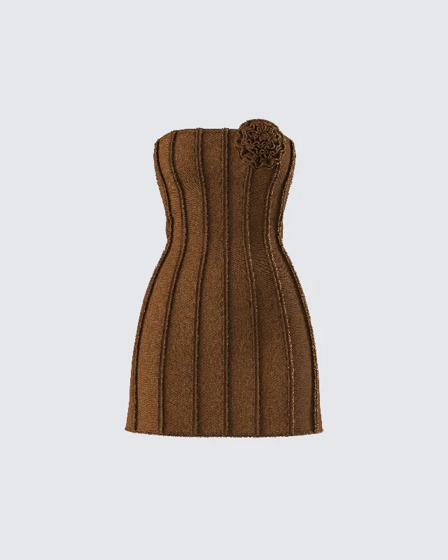 Online Specials boho-chic dressRuby Brown Strapless Mini Dress