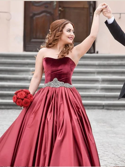 Exclusive Access Beautiful Burgundy Prom Dresses Sweep Train Velvet Long A Line Prom Dress JKL1106