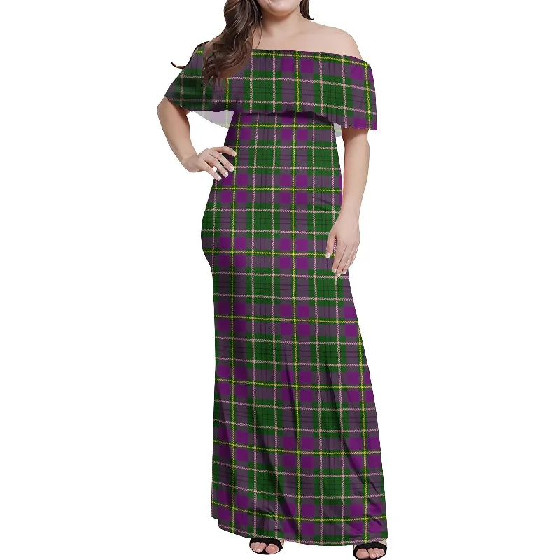 Take Advantage Taylor (Tailylour) Tartan Off Shoulder Long Dress