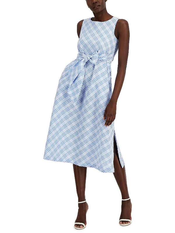 casual dressWomens Seersucker Check Midi Dress