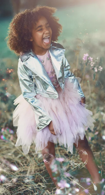 Super Deal flowy dressSilver Moto Jacket