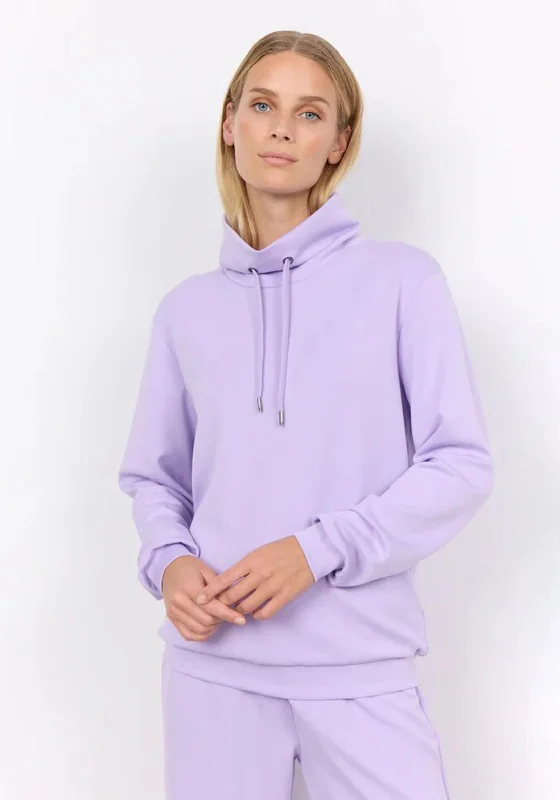 Steals and Deals oversized hoodie with drawstringsSoya Concept Banu Drawstring Collar Sweatshirt, Light Purple