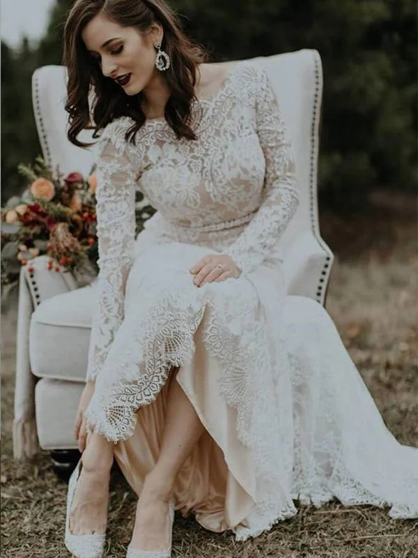 Act Now Long Sleeves Vintage Wedding Dress Backless Rustic Lace Wedding Dress YSJ1990 Act Now Long Sleeves Vintage Wedding Dress Backless Rustic Lace Wedding Dress YSJ1990