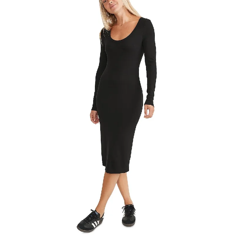 sleek dressMarine Layer Womens Scoop Neck Long Sleeve Midi Dress