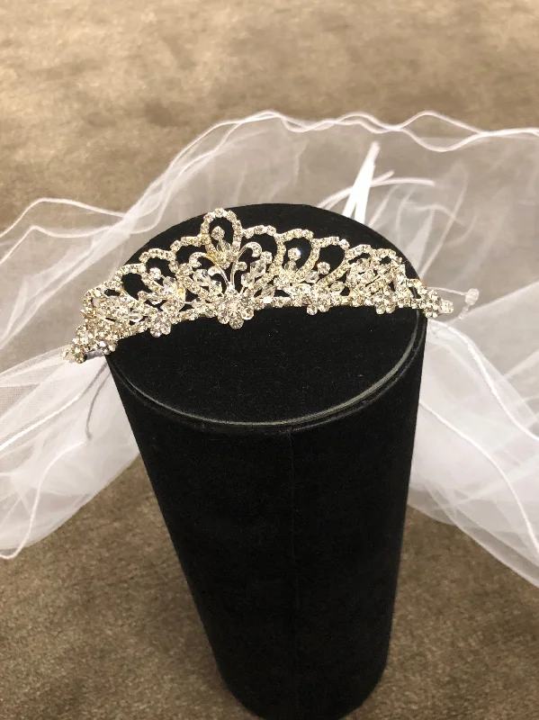 Can't Be Beat satin dressCrystal Tiara Veil