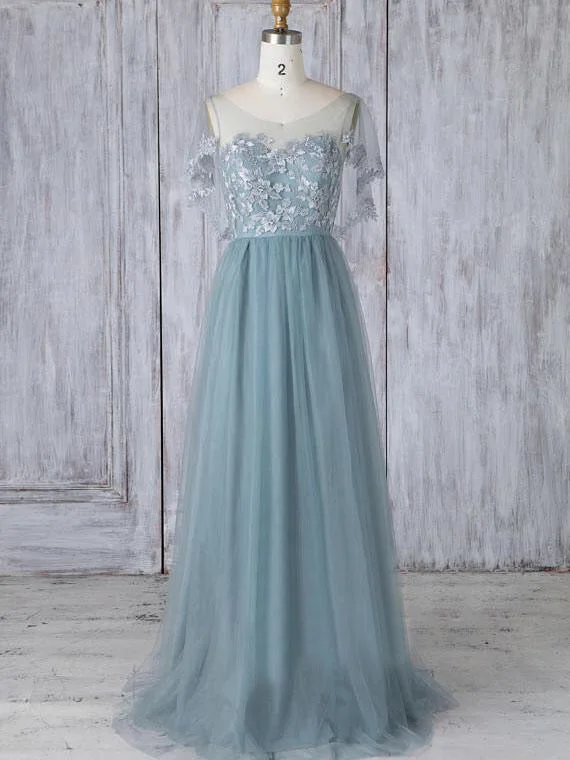 Great Deals Open Back Prom Dresses A-line Short Sleeve Fairy Long Prom Dress Sexy Evening Dress JKL1132