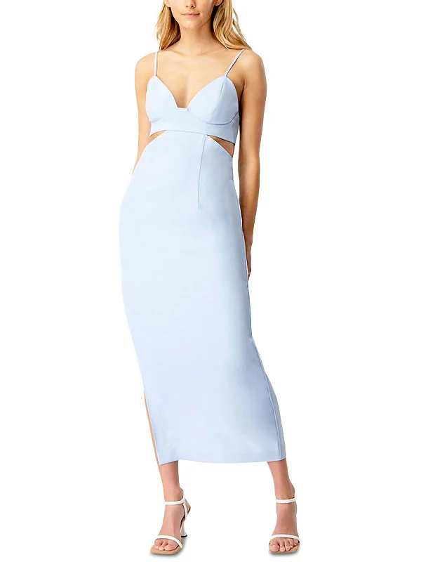 Don't Wait fitted bodycon dressWomens Satin Midi Sheath Dress