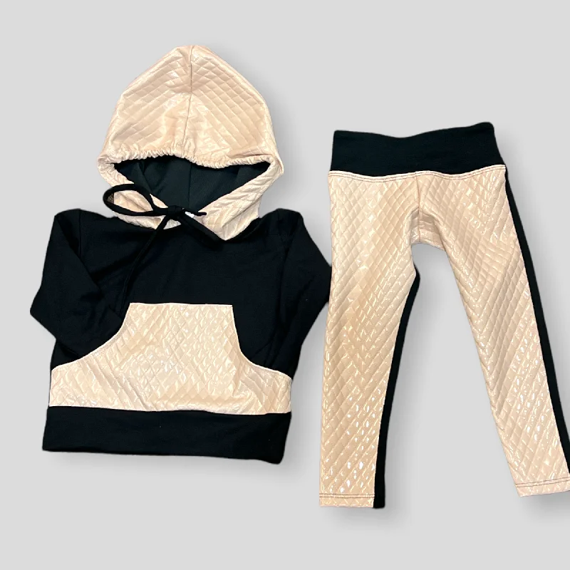 minimalistic dressBlack and Bone Quilted Hoodie Set