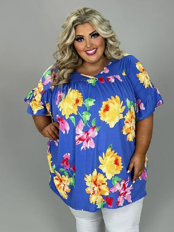 casual day dressSALE!! 19 PSS {My Time To Bloom} Royal Blue Lg Floral Print Tunic EXTENDED PLUS SIZE 4X 5X 6X