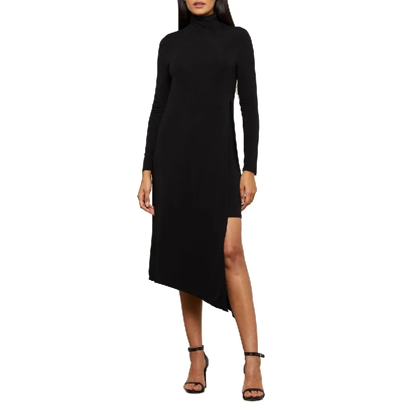 midi dressBCBGMAXAZRIA Womens Turtleneck Asymmetric Midi Dress