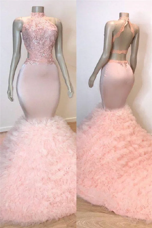 Buy More, Save More Pink Halter Sleeveless Mermaid Prom Dresses New Arrival Chic Open Back Lace Tulle Evening Gowns Buy More, Save More Pink Halter Sleeveless Mermaid Prom Dresses New Arrival Chic Open Back Lace Tulle Evening Gowns