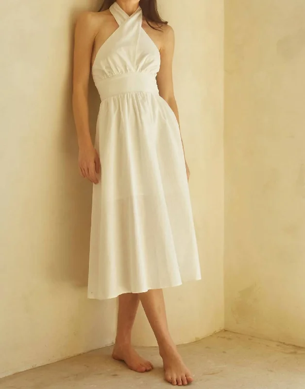 luxury dressCora Halter Midi Dress In Ivory