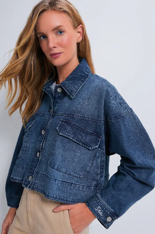 Stock Clearance lightweight coatBlue Amari Denim Longsleeve Jacket