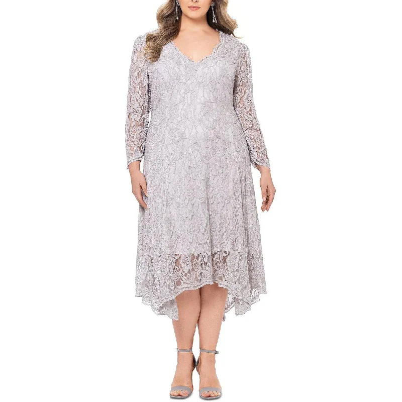 summer dressBetsy & Adam Womens Lace Metallic Cocktail And Party Dress