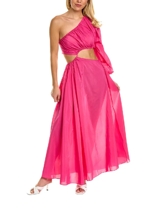 Deal Frenzy formal dressMatteau One-Shoulder Silk-Blend Maxi Dress