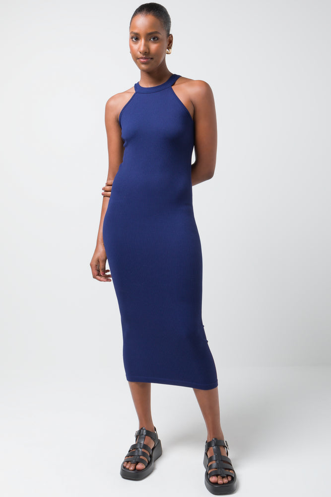 Extra Savings wrap dressSeam Free Bodycon Halter Dress Navy
