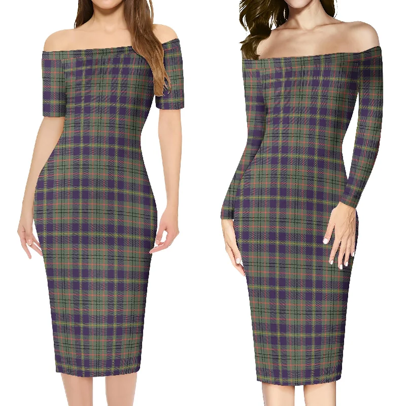 Quick Sale Taylor Weathered Tartan Off Shoulder Lady Dress