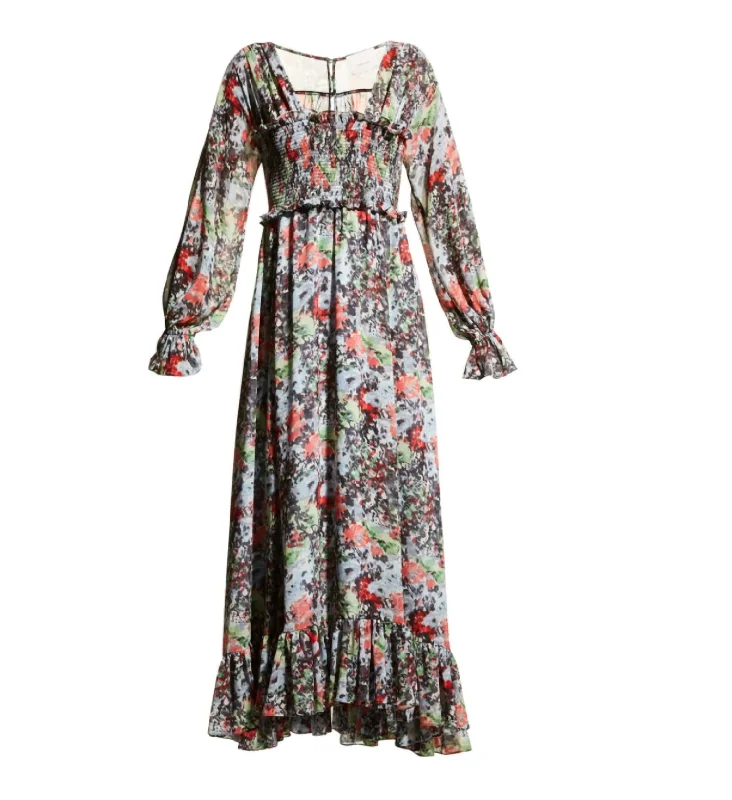 Special Offer fitted cocktail dressLeigh Floral Square Neck Long Sleeve Smocked Maxi Length Dress Multi in Floral/Multi Special Offer fitted cocktail dressLeigh Floral Square Neck Long Sleeve Smocked Maxi Length Dress Multi in Floral/Multi