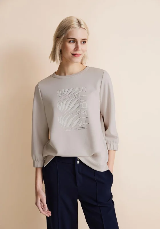 Price Blitz casual zip-up sweatshirtStreet One Glitter Print Sweatshirt, Smooth Sand
