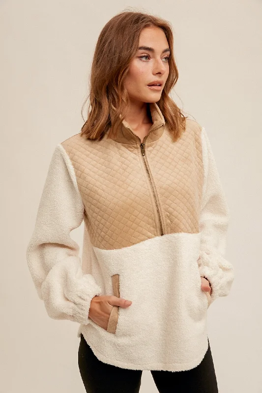 Final Markdown workout style hoodieQuilted Sherpa Pullover