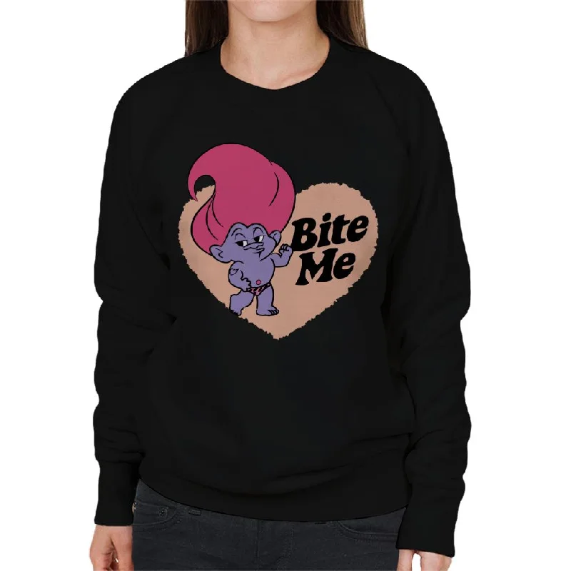 contemporary fitness sweatshirtTrolls Loveheart Bite Me Women's Sweatshirt